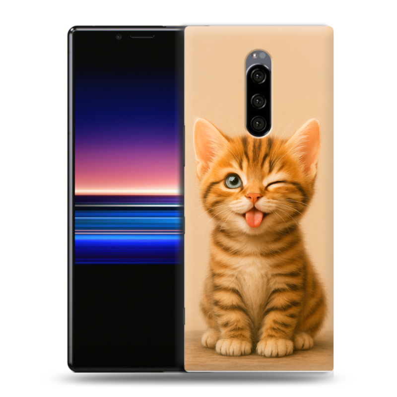Пластиковый чехол на Sony Xperia 1 с принтом котенок Пластиковый чехол на Sony Xperia 1 с принтом котенок
