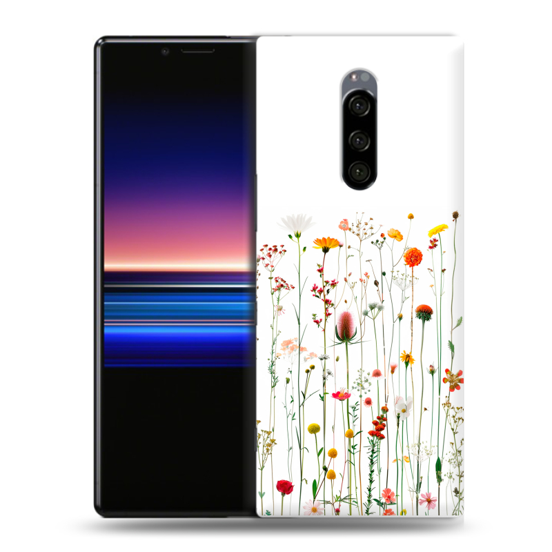 Силиконовый чехол на Sony Xperia 1 с принтом цветы Силиконовый чехол на Sony Xperia 1 с принтом цветы