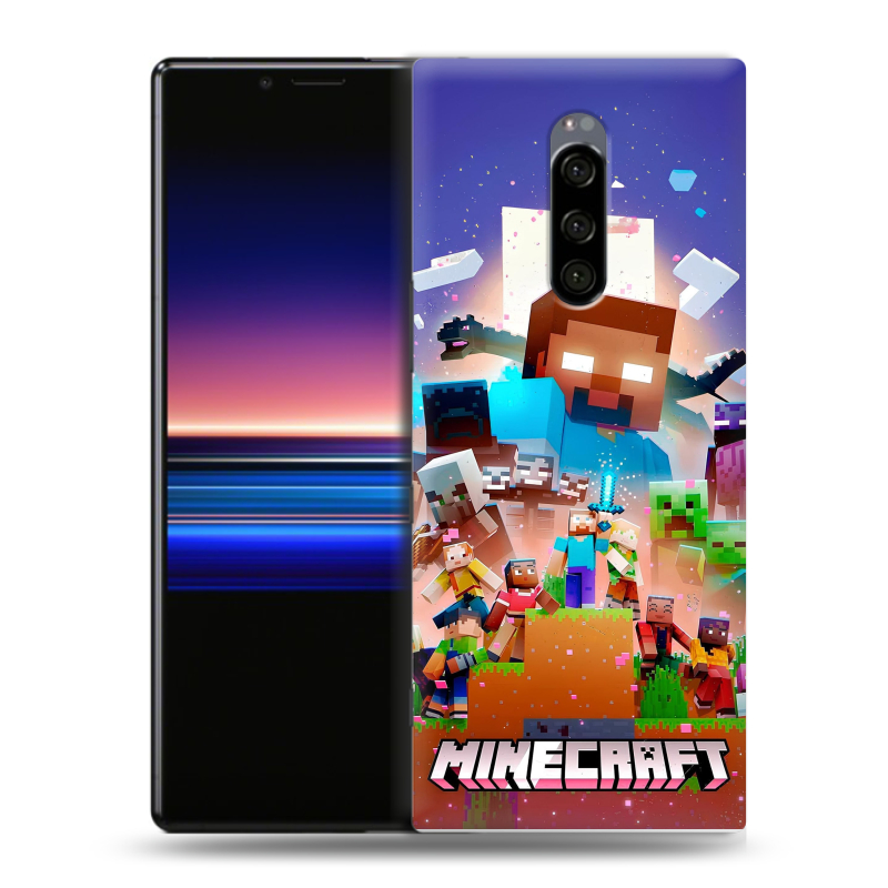 Силиконовый чехол на Sony Xperia 1 с принтом Майнкрафт Minecraft Силиконовый чехол на Sony Xperia 1 с принтом Майнкрафт Minecraft