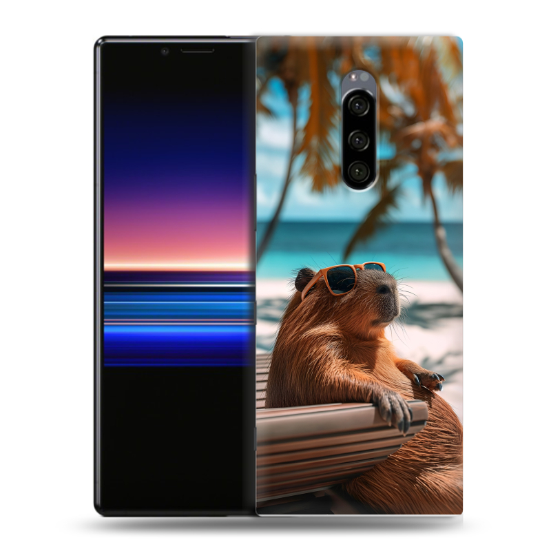 Силиконовый чехол на Sony Xperia 1 с принтом Капибара Силиконовый чехол на Sony Xperia 1 с принтом Капибара