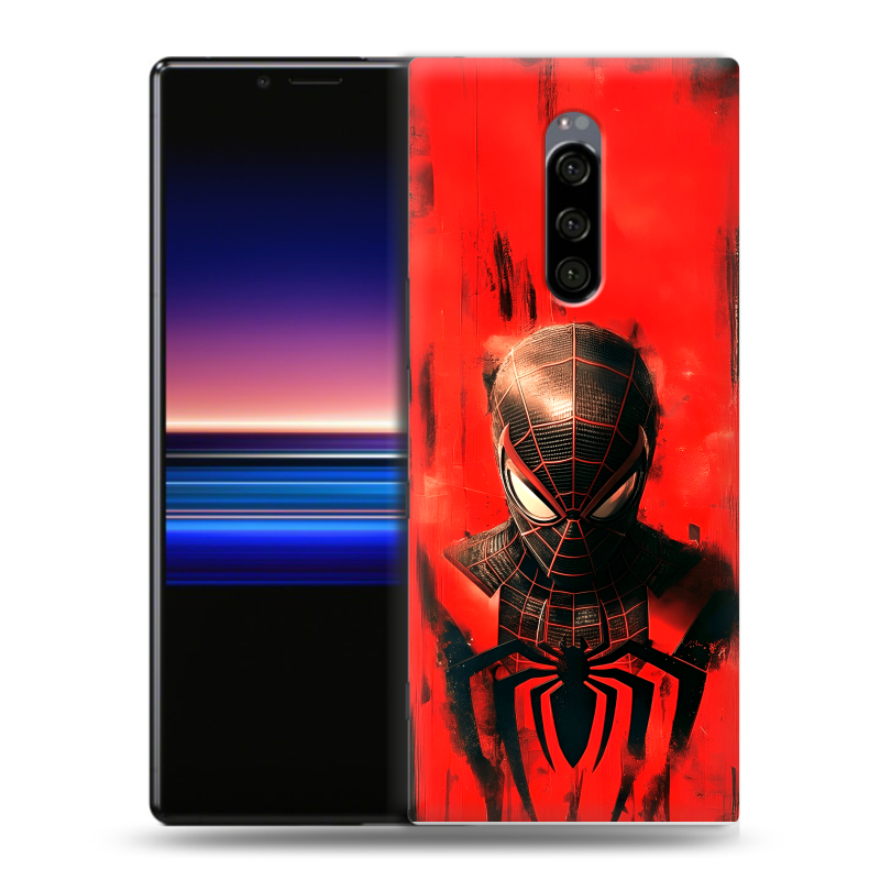 Силиконовый чехол на Sony Xperia 1 с принтом человек паук spiderman Силиконовый чехол на Sony Xperia 1 с принтом человек паук spiderman