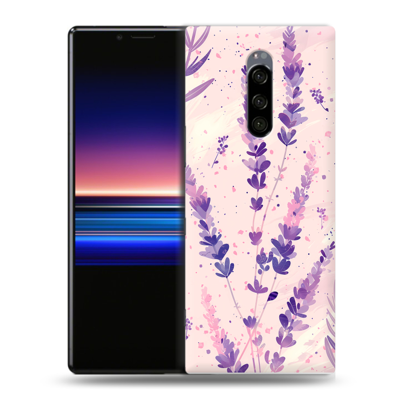 Силиконовый чехол на Sony Xperia 1 с принтом цветы лаванда Силиконовый чехол на Sony Xperia 1 с принтом цветы лаванда