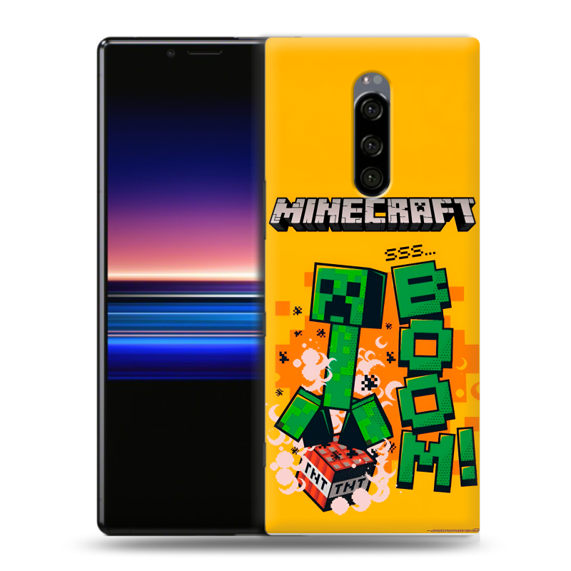 Силиконовый чехол на Sony Xperia 1 с принтом Майнкрафт Minecraft Силиконовый чехол на Sony Xperia 1 с принтом Майнкрафт Minecraft