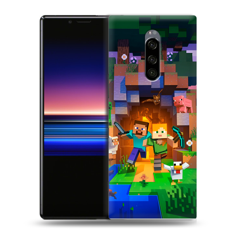 Силиконовый чехол на Sony Xperia 1 с принтом Майнкрафт Minecraft Силиконовый чехол на Sony Xperia 1 с принтом Майнкрафт Minecraft