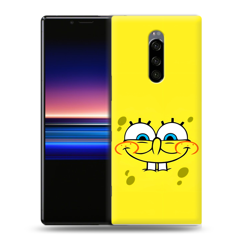 Силиконовый чехол на Sony Xperia 1 с принтом спанчбоб спанч боб Силиконовый чехол на Sony Xperia 1 с принтом спанчбоб спанч боб