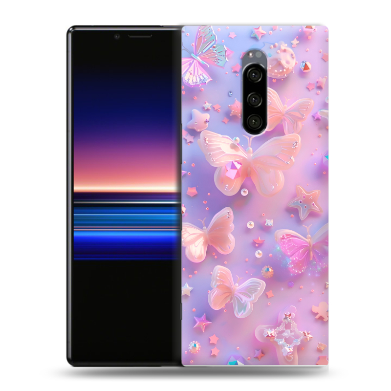 Силиконовый чехол на Sony Xperia 1 с принтом Бабочки Силиконовый чехол на Sony Xperia 1 с принтом Бабочки