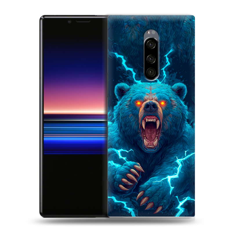 Силиконовый чехол на Sony Xperia 1 с принтом Медведь Силиконовый чехол на Sony Xperia 1 с принтом Медведь