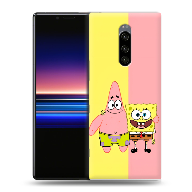Силиконовый чехол на Sony Xperia 1 с принтом Спанч боб Спанчбоб Силиконовый чехол на Sony Xperia 1 с принтом Спанч боб Спанчбоб