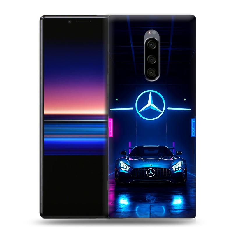 Силиконовый чехол на Sony Xperia 1 с принтом Mercedes Мерседес Силиконовый чехол на Sony Xperia 1 с принтом Mercedes Мерседес