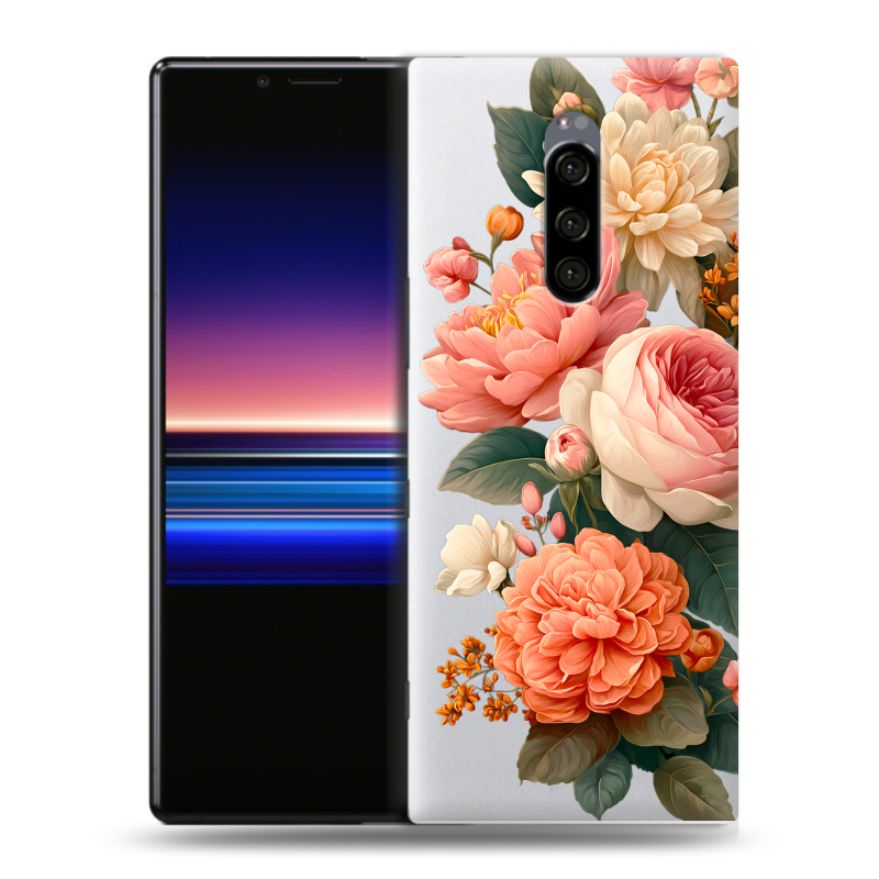Пластиковый чехол на Sony Xperia 1 с принтом цветы Пластиковый чехол на Sony Xperia 1 с принтом цветы