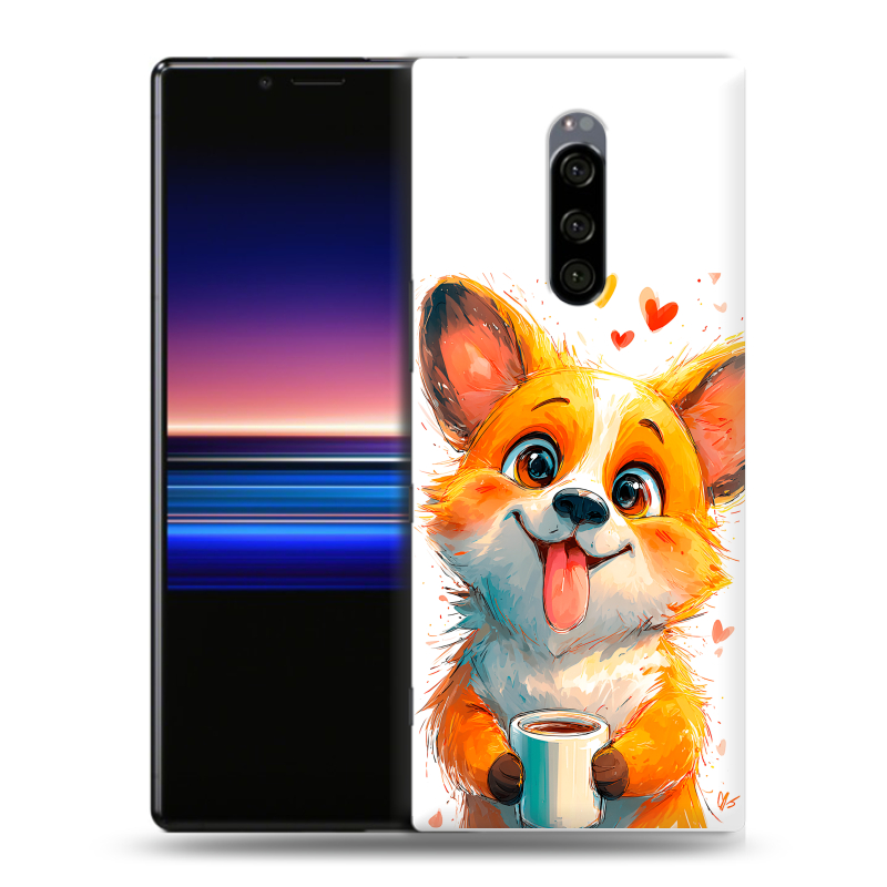 Силиконовый чехол на Sony Xperia 1 с принтом корги Силиконовый чехол на Sony Xperia 1 с принтом корги