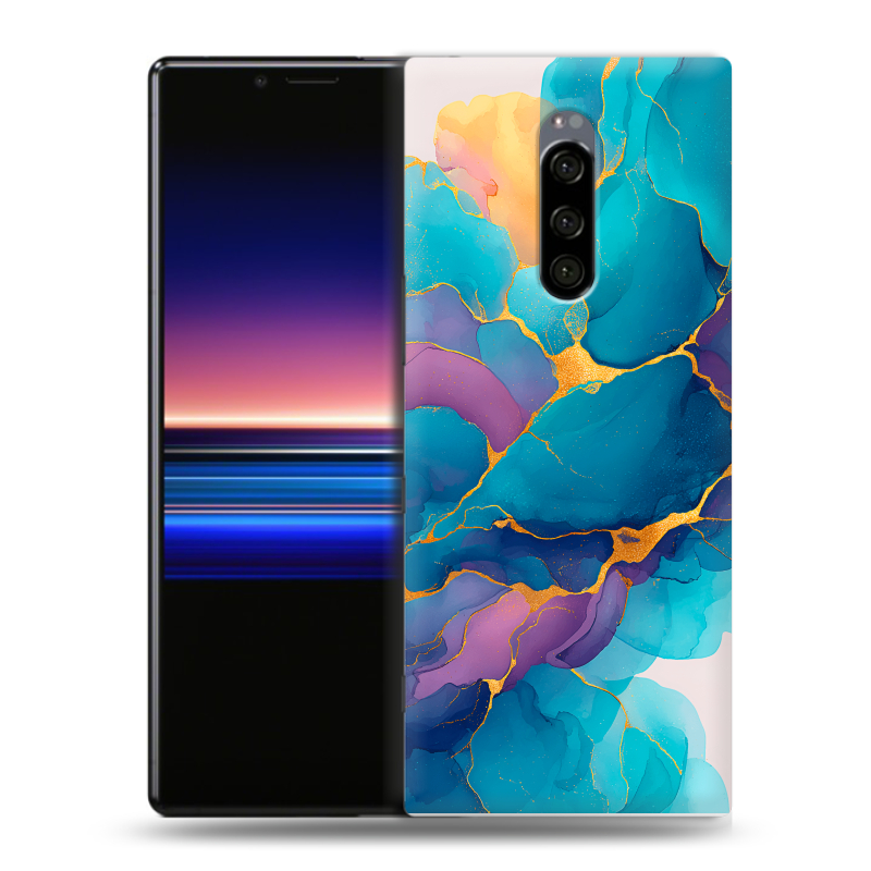 Пластиковый чехол на Sony Xperia 1 с принтом Мрамор блестки Пластиковый чехол на Sony Xperia 1 с принтом Мрамор блестки