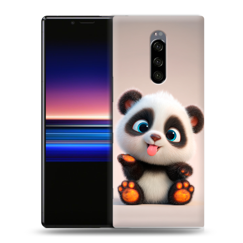 Пластиковый чехол на Sony Xperia 1 с принтом милая панда Пластиковый чехол на Sony Xperia 1 с принтом милая панда