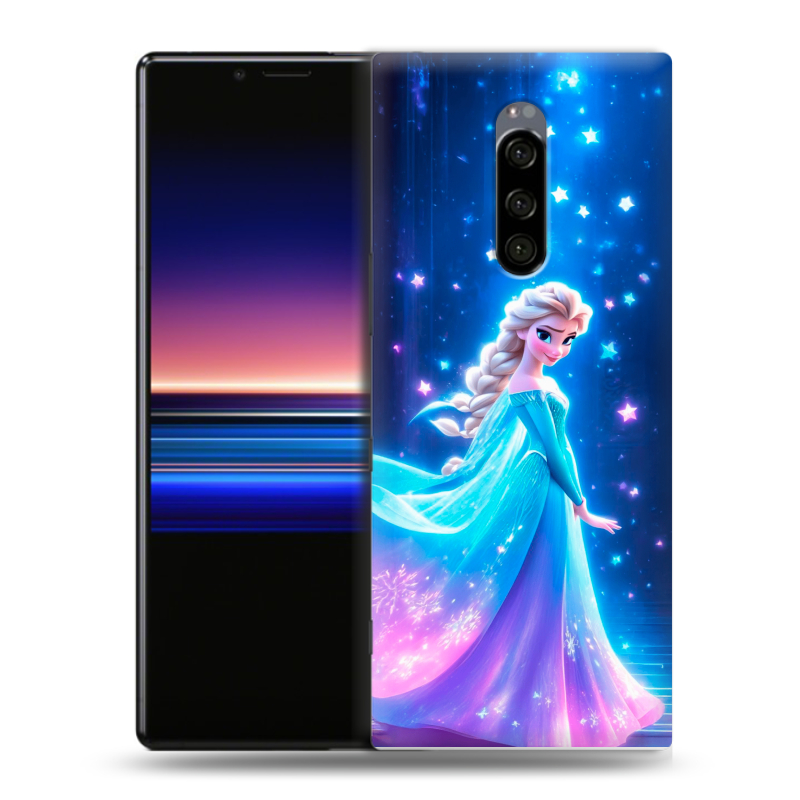 Силиконовый чехол на Sony Xperia 1 с принтом Холодное сердце Frozen Силиконовый чехол на Sony Xperia 1 с принтом Холодное сердце Frozen