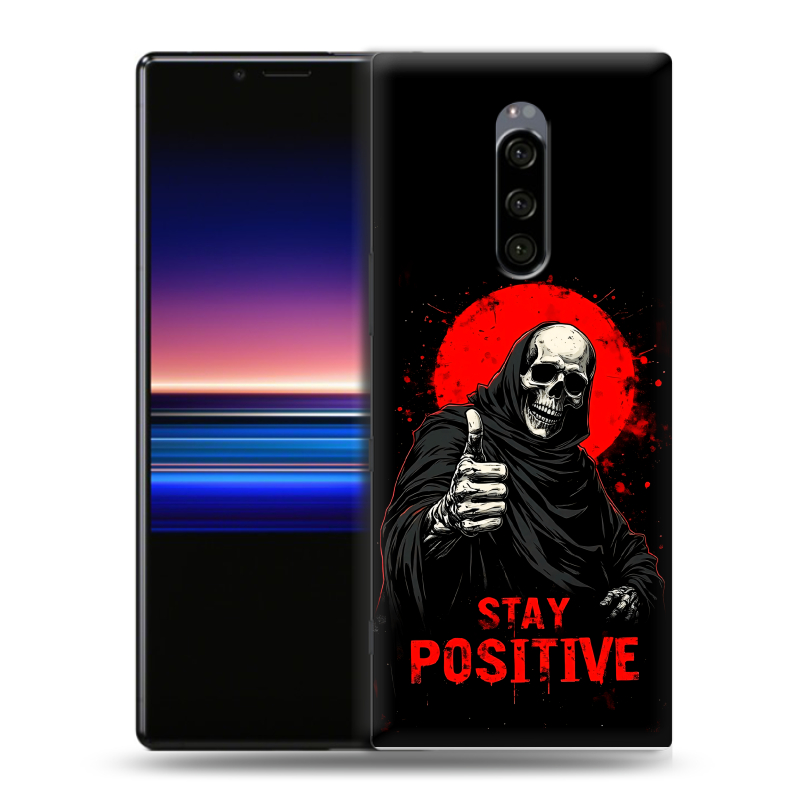 Пластиковый чехол на Sony Xperia 1 с принтом смешной скелет Пластиковый чехол на Sony Xperia 1 с принтом смешной скелет
