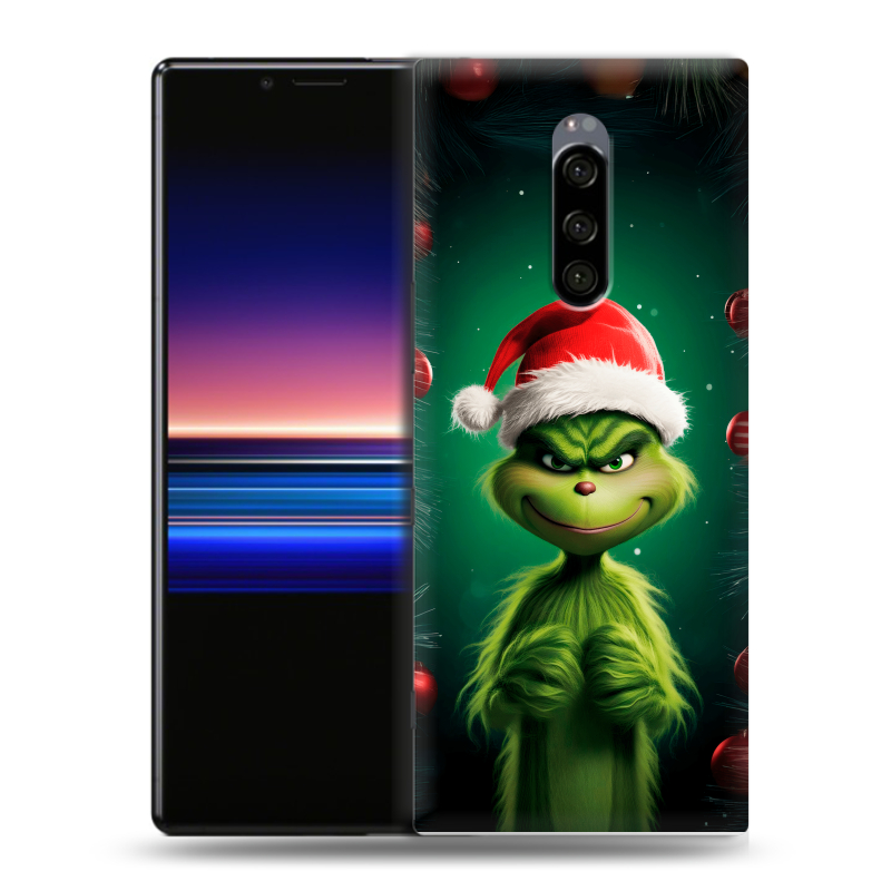 Силиконовый чехол на Sony Xperia 1 с принтом Гринч Новый год Рождество Силиконовый чехол на Sony Xperia 1 с принтом Гринч Новый год Рождество