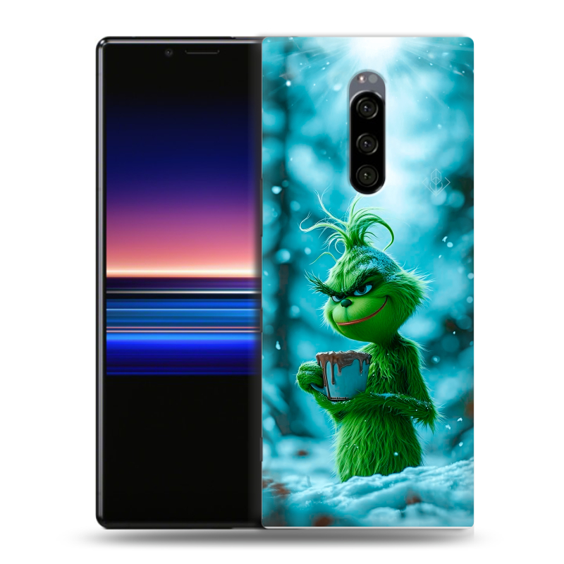 Силиконовый чехол на Sony Xperia 1 с принтом Новый год гринч Силиконовый чехол на Sony Xperia 1 с принтом Новый год гринч