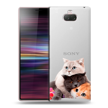 Силиконовый чехол на Sony Xperia 10 с принтом Кошки Силиконовый чехол на Sony Xperia 10 с принтом Кошки