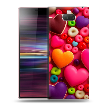 Силиконовый чехол на Sony Xperia 10 с принтом Сердечки Силиконовый чехол на Sony Xperia 10 с принтом Сердечки