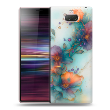 Силиконовый чехол на Sony Xperia 10 с принтом Акварельные цветы Силиконовый чехол на Sony Xperia 10 с принтом Акварельные цветы