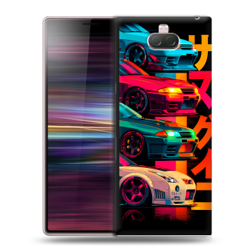Силиконовый чехол на Sony Xperia 10 с принтом Гоночные машины Силиконовый чехол на Sony Xperia 10 с принтом Гоночные машины