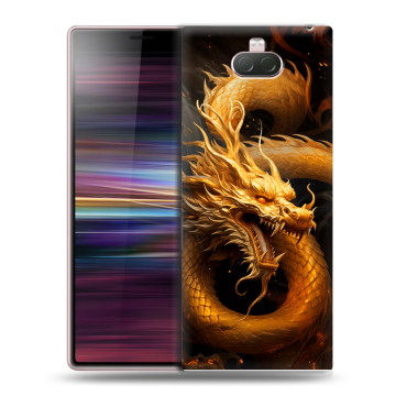 Силиконовый чехол на Sony Xperia 10 с принтом Золотой дракон Силиконовый чехол на Sony Xperia 10 с принтом Золотой дракон