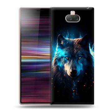 Силиконовый чехол на Sony Xperia 10 с принтом Волк ночной