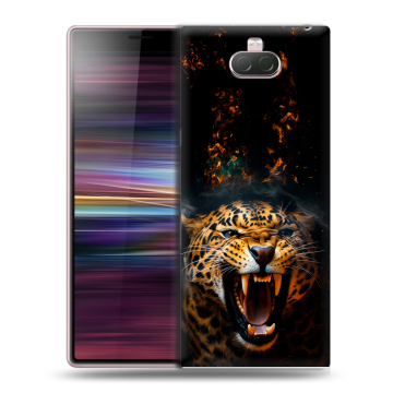 Силиконовый чехол на Sony Xperia 10 с принтом Леопард