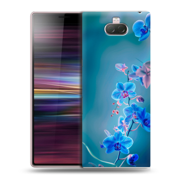 Силиконовый чехол на Sony Xperia 10 с принтом Голубые цветы