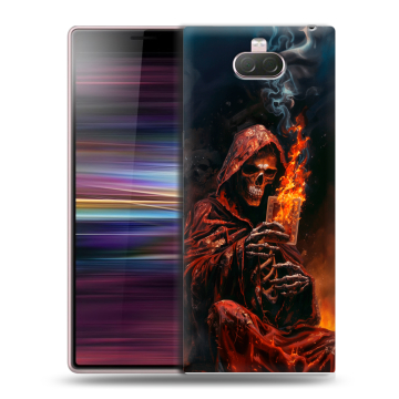 Силиконовый чехол на Sony Xperia 10 с принтом Скелет и карты