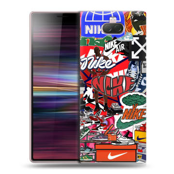 Силиконовый чехол на Sony Xperia 10 с принтом Найк Nike яркий