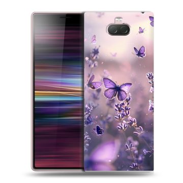 Силиконовый чехол на Sony Xperia 10 с принтом бабочки и лаванда