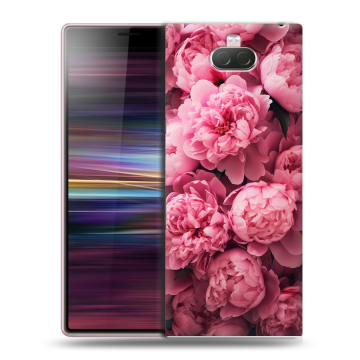 Силиконовый чехол на Sony Xperia 10 с принтом цветы пионы
