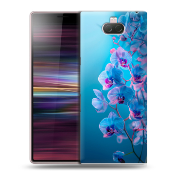 Силиконовый чехол на Sony Xperia 10 с принтом голубые орхидеи