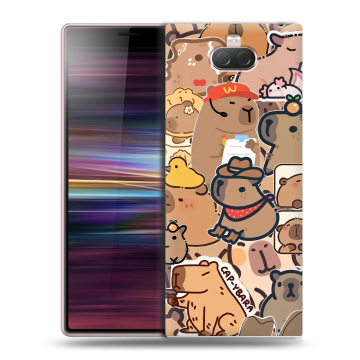 Силиконовый чехол на Sony Xperia 10 с принтом капибара