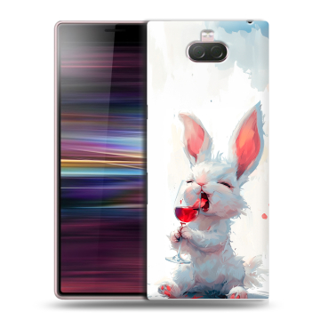 Силиконовый чехол на Sony Xperia 10 с принтом кролик зайчик