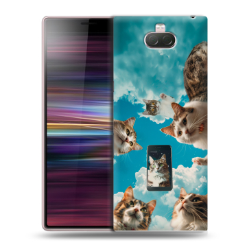 Силиконовый чехол на Sony Xperia 10 с принтом котики