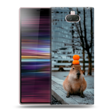 Силиконовый чехол на Sony Xperia 10 с принтом капибара