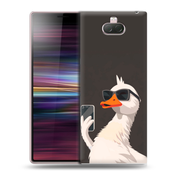 Силиконовый чехол на Sony Xperia 10 с принтом утка в очках