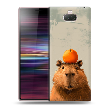 Силиконовый чехол на Sony Xperia 10 с принтом капибара