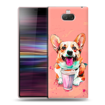 Силиконовый чехол на Sony Xperia 10 с принтом собака корги Силиконовый чехол на Sony Xperia 10 с принтом собака корги