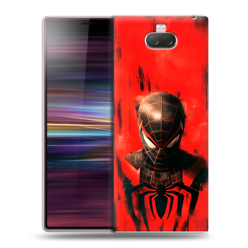 Силиконовый чехол на Sony Xperia 10 с принтом человек паук spiderman Силиконовый чехол на Sony Xperia 10 с принтом человек паук spiderman