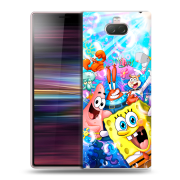 Силиконовый чехол на Sony Xperia 10 с принтом спанчбоб спанч боб Силиконовый чехол на Sony Xperia 10 с принтом спанчбоб спанч боб