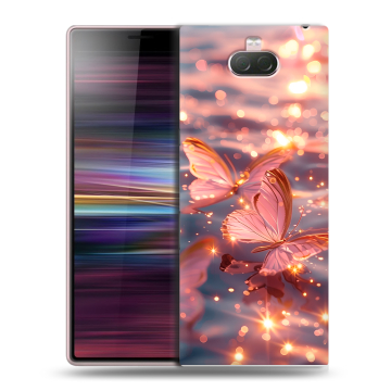Силиконовый чехол на Sony Xperia 10 с принтом бабочки розовые Силиконовый чехол на Sony Xperia 10 с принтом бабочки розовые
