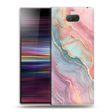 Силиконовый чехол на Sony Xperia 10 с принтом розовый мрамор Силиконовый чехол на Sony Xperia 10 с принтом розовый мрамор