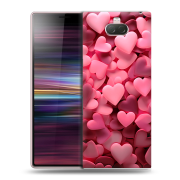 Силиконовый чехол на Sony Xperia 10 с принтом розовые сердечки Силиконовый чехол на Sony Xperia 10 с принтом розовые сердечки