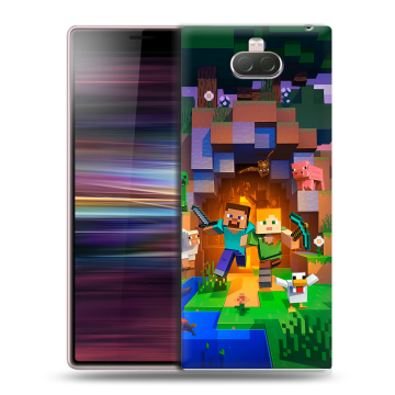 Силиконовый чехол на Sony Xperia 10 с принтом Майнкрафт Minecraft Силиконовый чехол на Sony Xperia 10 с принтом Майнкрафт Minecraft