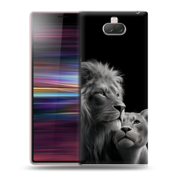 Силиконовый чехол на Sony Xperia 10 с принтом Лев кошки Силиконовый чехол на Sony Xperia 10 с принтом Лев кошки