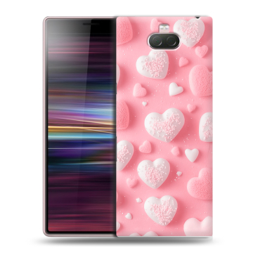 Силиконовый чехол на Sony Xperia 10 с принтом Сердечки