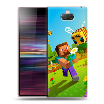 Силиконовый чехол на Sony Xperia 10 с принтом Майнкрафт Minecraft